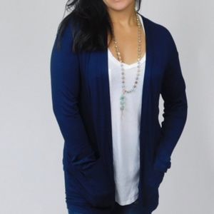 Open Front Navy Cardigan